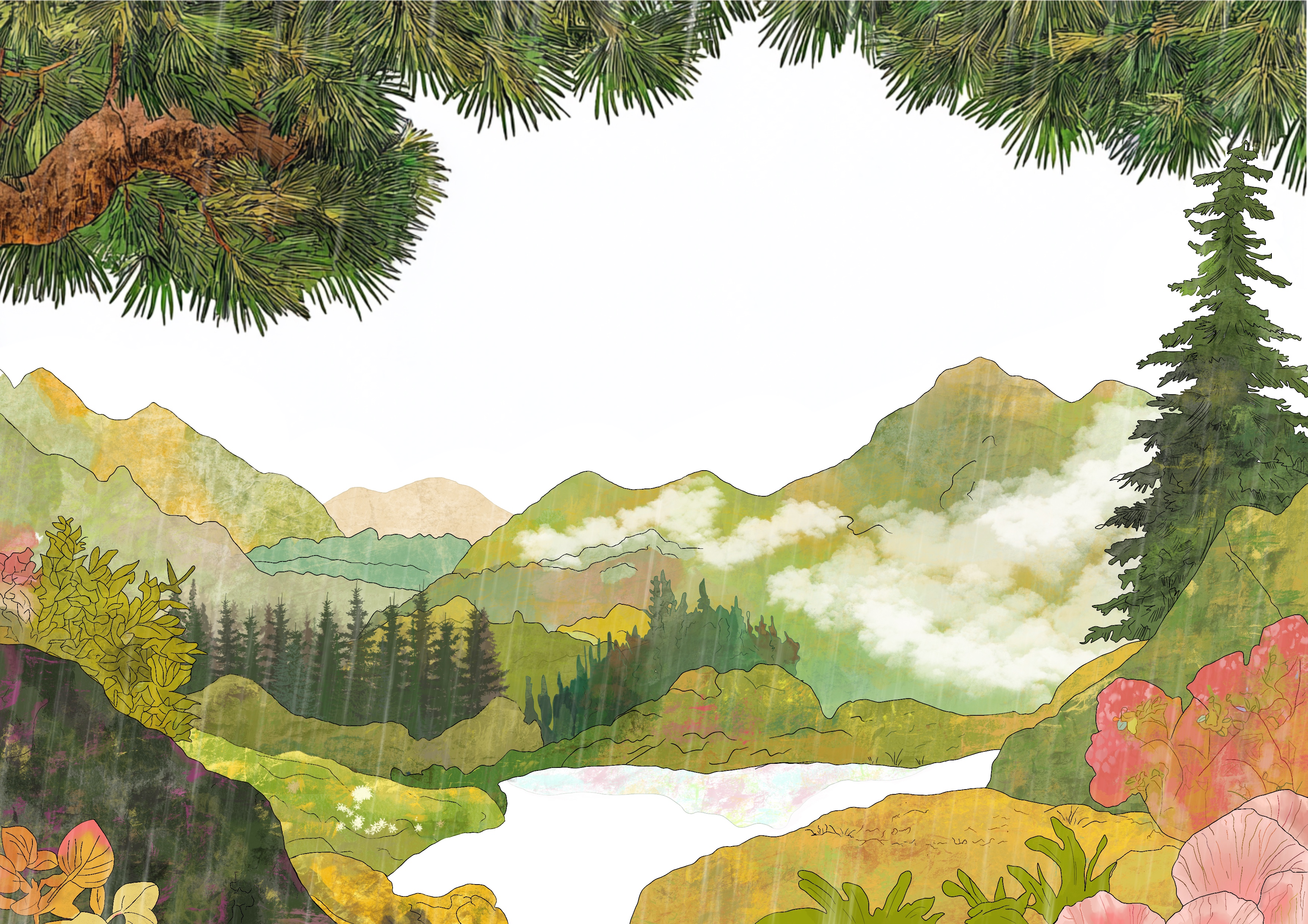 山居秋暝 系列插画 1